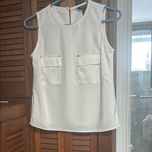 White House Black Market Cream Sleeveless Tank Top